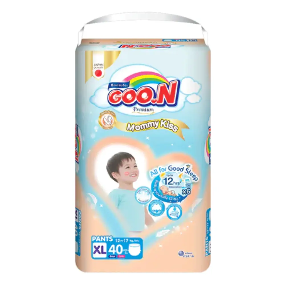 Tã Quần Cho Bé, Mommy Kiss, Premium Pant Diapers, XL, 12 - 17kg, 40 Miếng - GOO.N