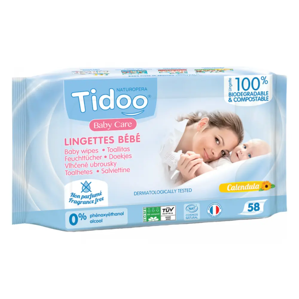 Khăn Giấy Ướt Cho Bé Không Mùi Hữu Cơ, Baby Care, Bio Baby Wipes, Fragrance Free, 58 Tờ - TIDOO