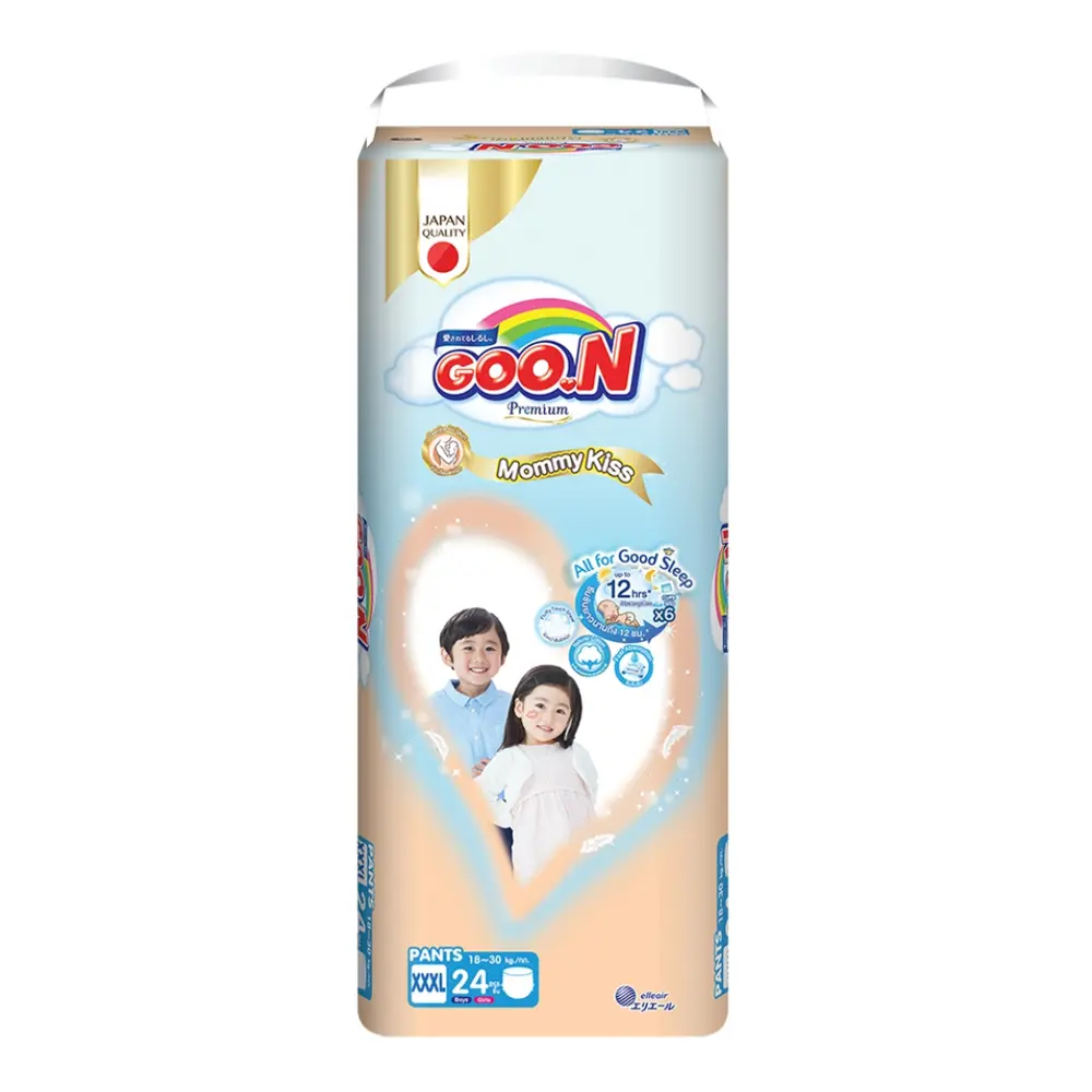 Tã Quần Cho Bé, Mommy Kiss, Premium Pant Diapers, XXXL, 18 - 30kg, 24 Miếng - GOO.N