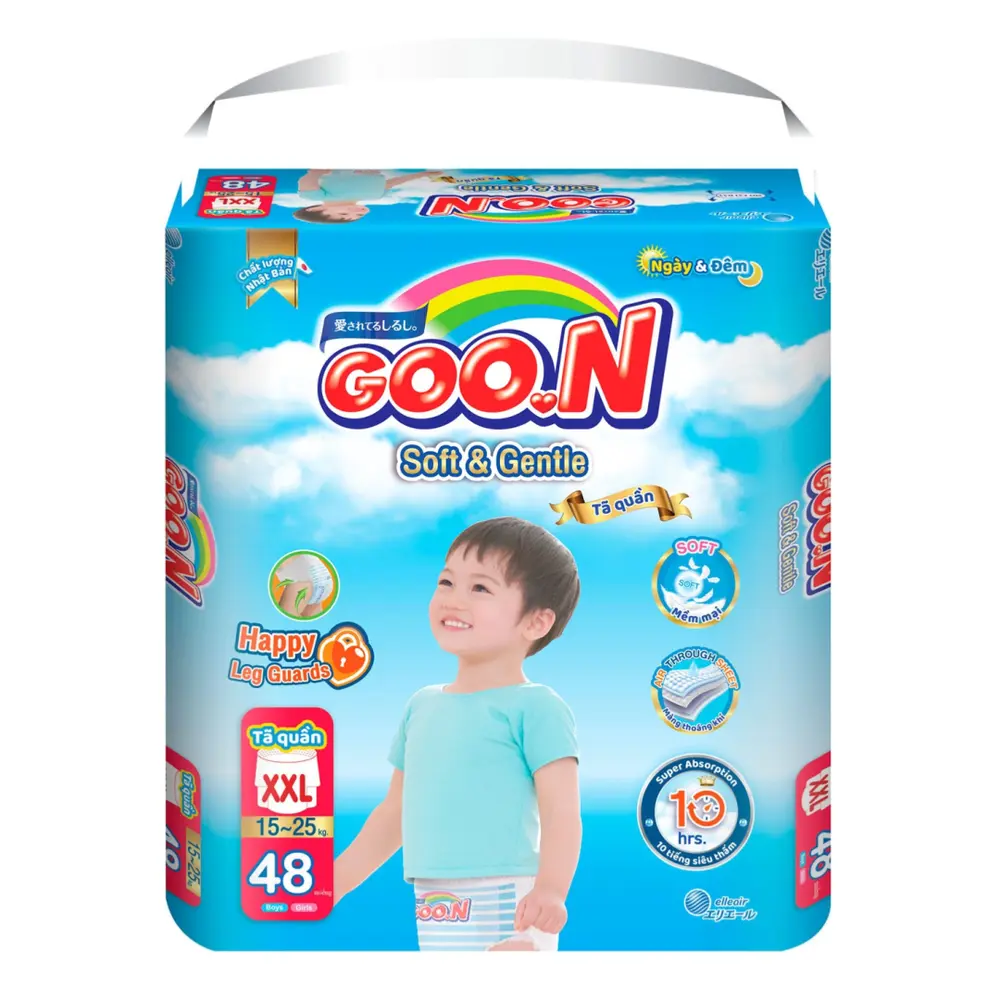 Tã Quần Cho Bé, Soft & Gentle Pant Diapers, XXL, 15 - 25kg, 48 Miếng - GOO.N