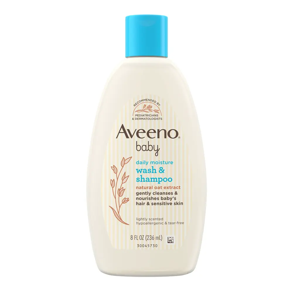 Sữa Tắm Gội Toàn Thân Cho Bé, Baby Daily Moisture Wash & Shampoo, Natural Oat Extracted, 8 fl oz (236ml) - AVEENO