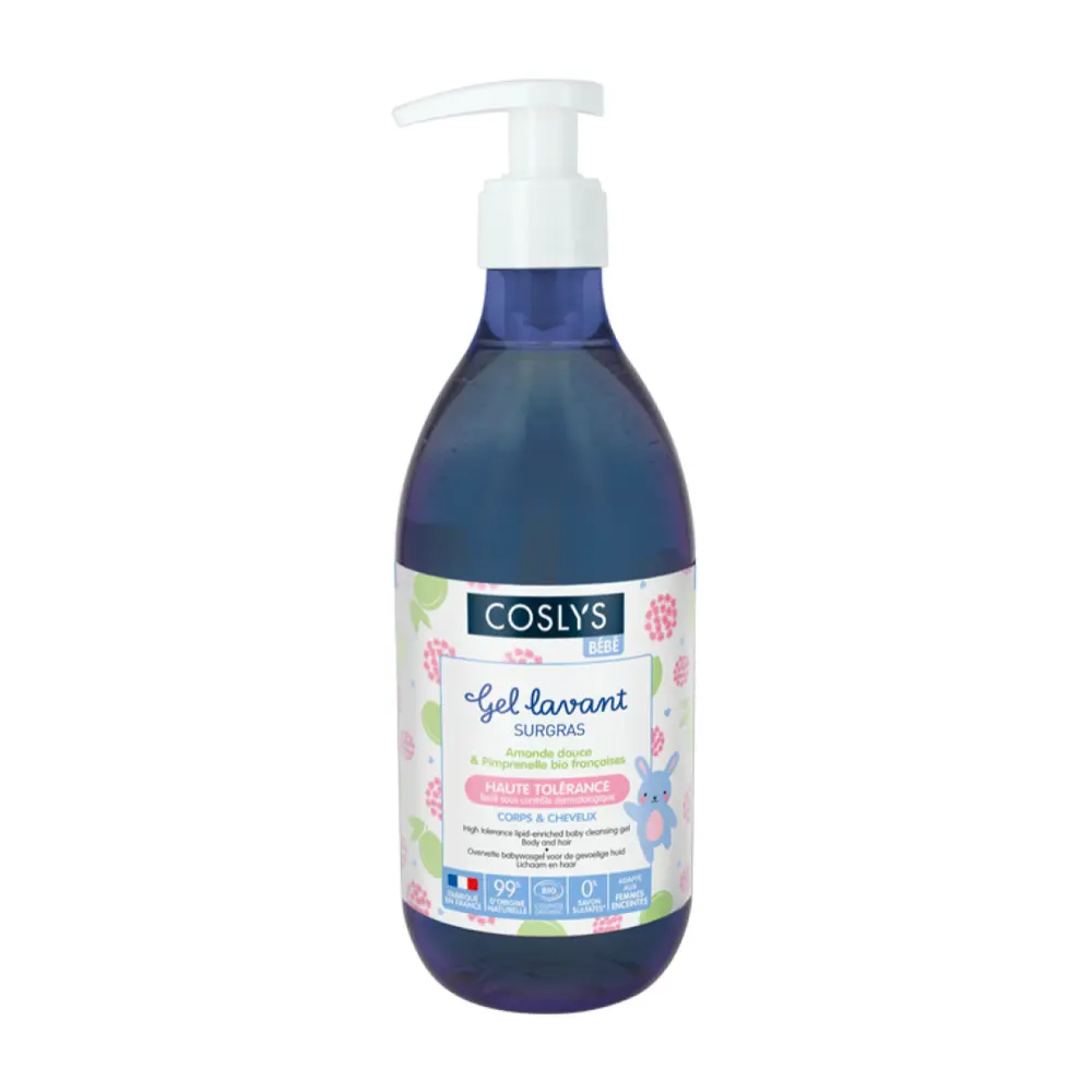 Sữa Tắm Gội Cho Bé Hữu Cơ, BéBé, High Tolerance Lipid-Enriched Baby Cleansing Gel, Body & Hair, 16.9 fl oz (500ml) - COSLYS