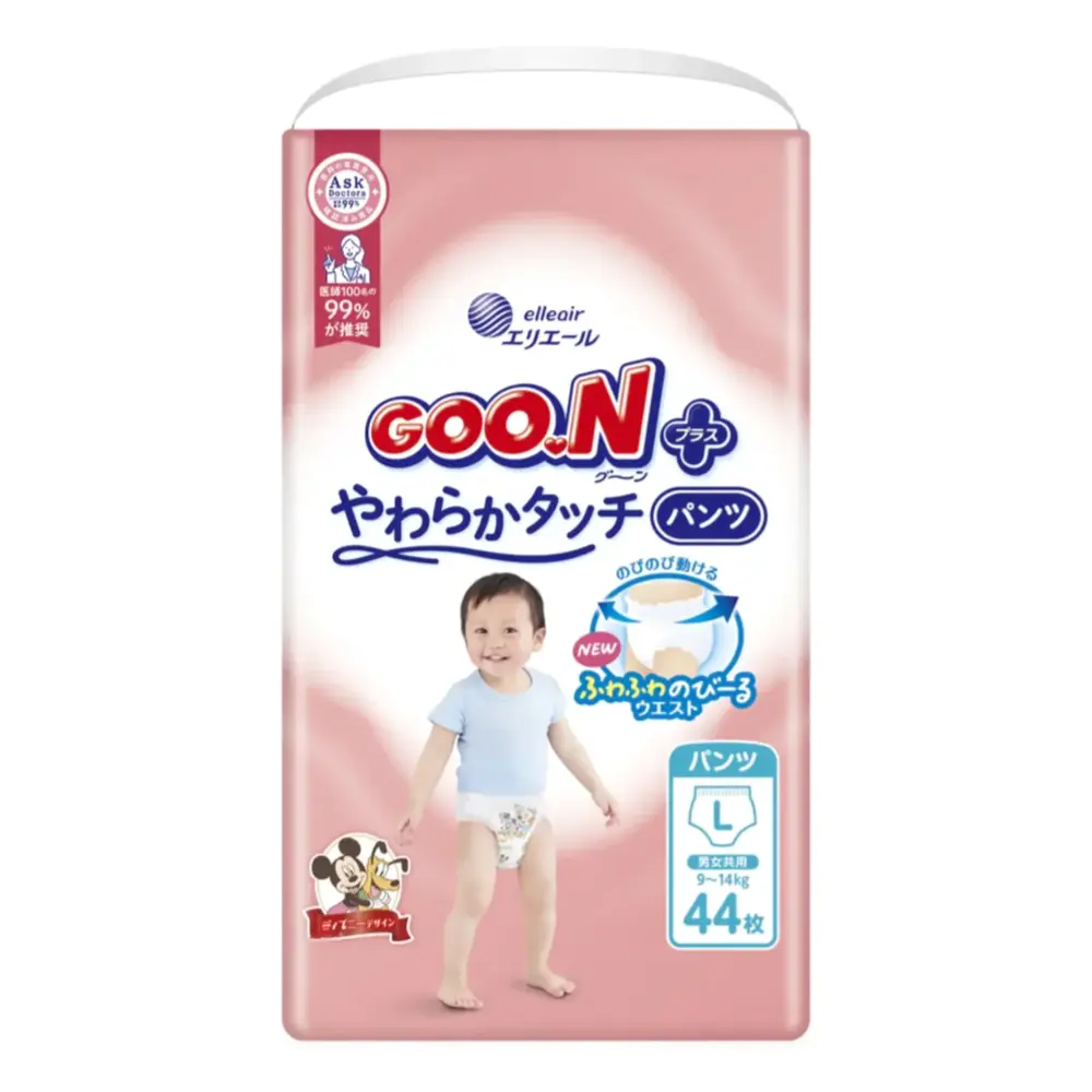 Tã Quần Cao Cấp Cho Bé, Plus, Pant Diapers, Size L, 9 - 14kg, 44 Miếng - GOO.N