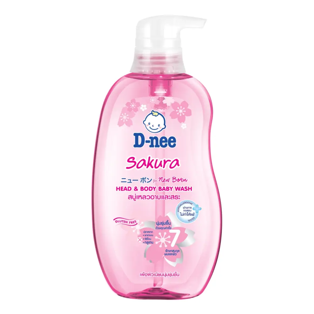 Sữa Tắm Gội Hữu Cơ Cho Bé Hồng, Organic Head & Body Baby Wash, Sakura (380ml) - D-NEE