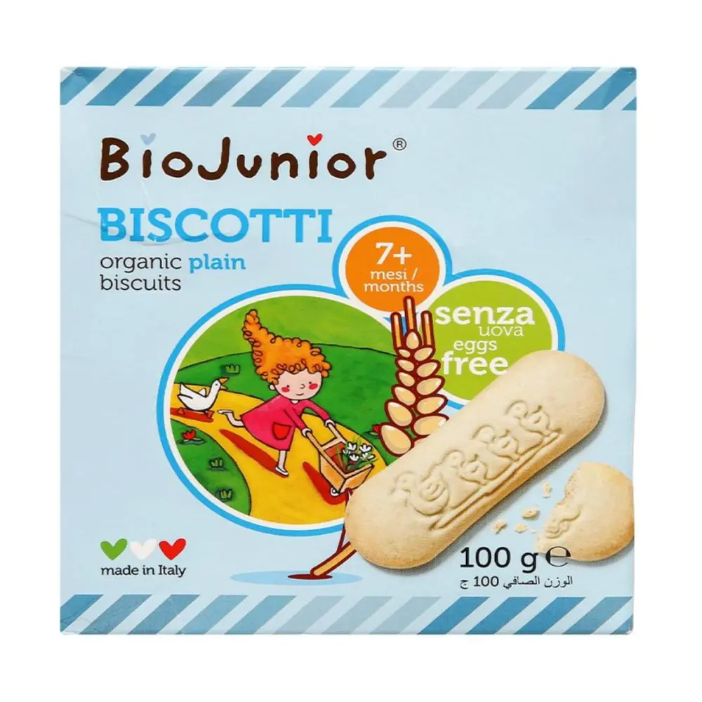 Bánh Ăn Dặm Hữu Cơ, Biscotti, Organic Plain Biscuits, 7+ Tháng (100g) - BIO JUNIOR