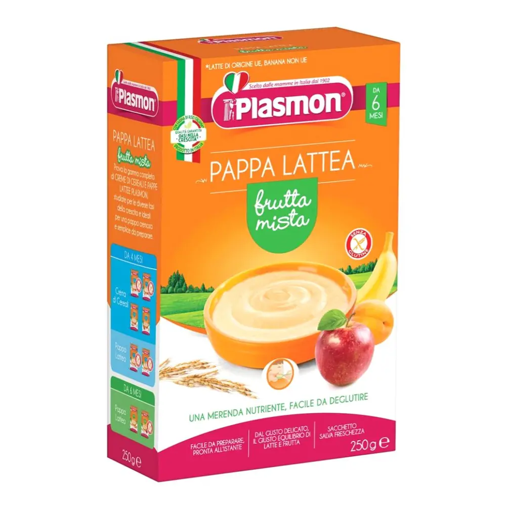 Bột Ăn Dặm Cho Bé, Pappa Lattea, Frutta Mista, 6+ Tháng (250g) - PLASMON