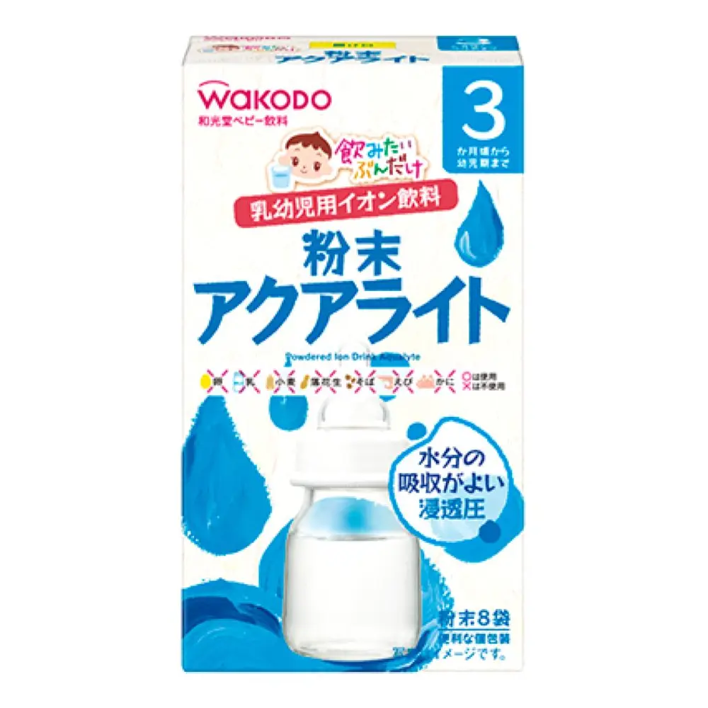 Bột Pha Bổ Sung Điện Giải, Powdered Ion Drink Aqualyte, 8 Gói (24.8g) - WAKODO