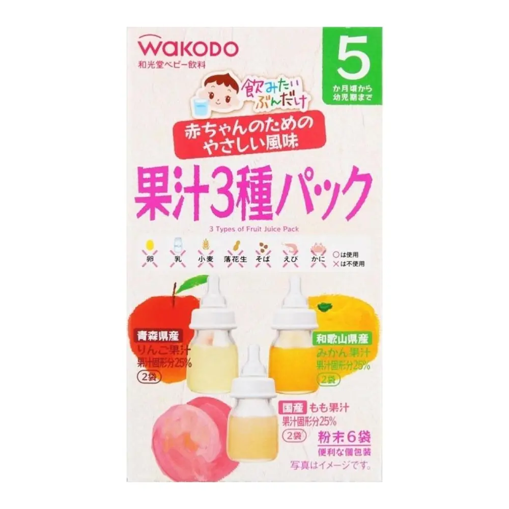 Bột Trà Hoa Quả, Fruit Juice Powder, 5+ Tháng, 6 Gói (35g) - WAKODO