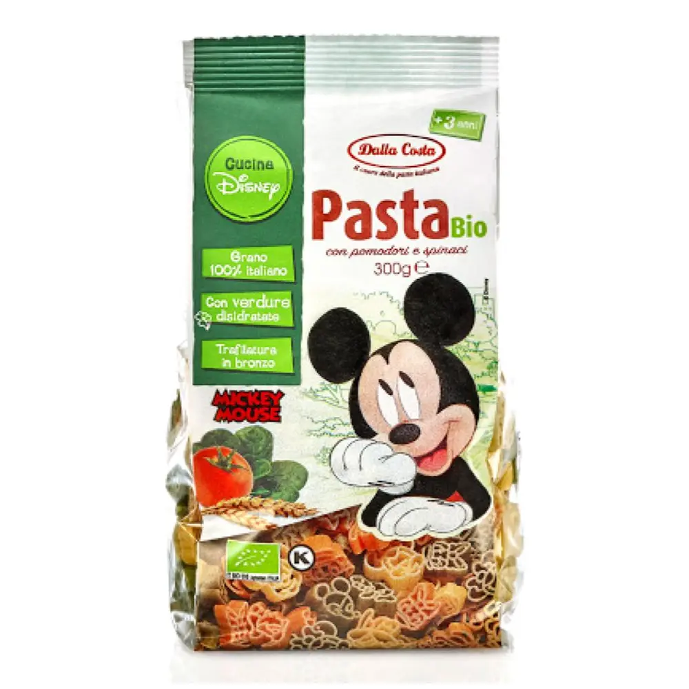 Nui Rau Củ Hữu Cơ Cho Bé, Pasta Bio with Tomato & Spinach, Mickey Mouse (300g) - DALLA COSTA