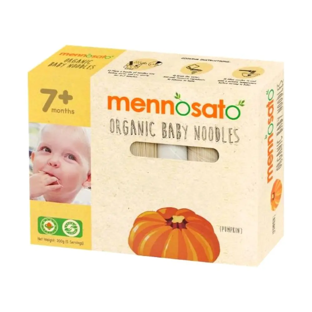 Mì Bí Đỏ Hữu Cơ Cho Bé, Organic Baby Noodles, Pumpkin, 7+ Tháng (200g) - MEN NO SATO
