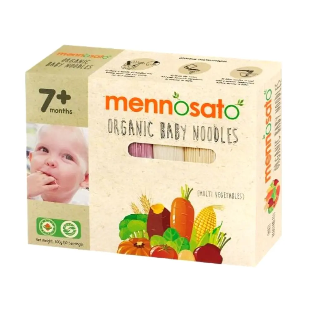 Mì Rau Củ Hữu Cơ Cho Bé, Organic Baby Noodles, Multi Vegetables, 7+ Tháng (300g) - MEN NO SATO