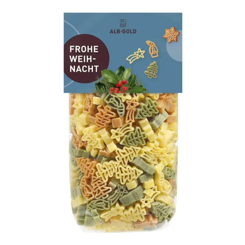 Nui Rau Củ Hữu Cơ Cho Bé Hình Giáng Sinh, Frohe Weihnacht, Organic Vegetable Pasta for Kids (250g) - ALB-GOLD