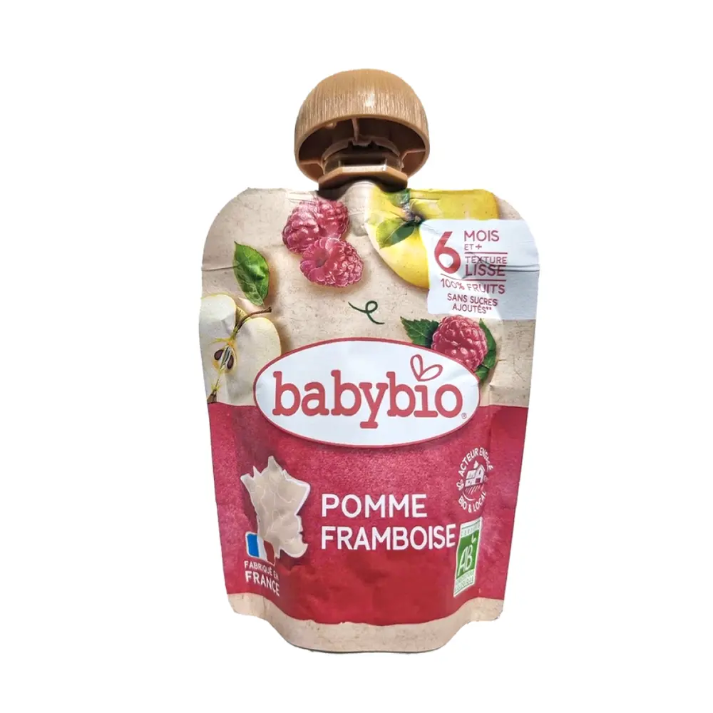 Trái Cây Nghiền Hữu Cơ Cho Bé, Táo & Mâm Xôi, Apple & Raspberry Puree, 6+ Tháng (90g) - BABYBIO