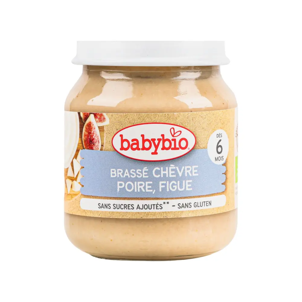 Sữa Chua Dê Hữu Cơ Cho Bé Vị Lê & Sung, Brassé Pear Fig Goat Milk, 6+ Tháng (130g) - BABYBIO