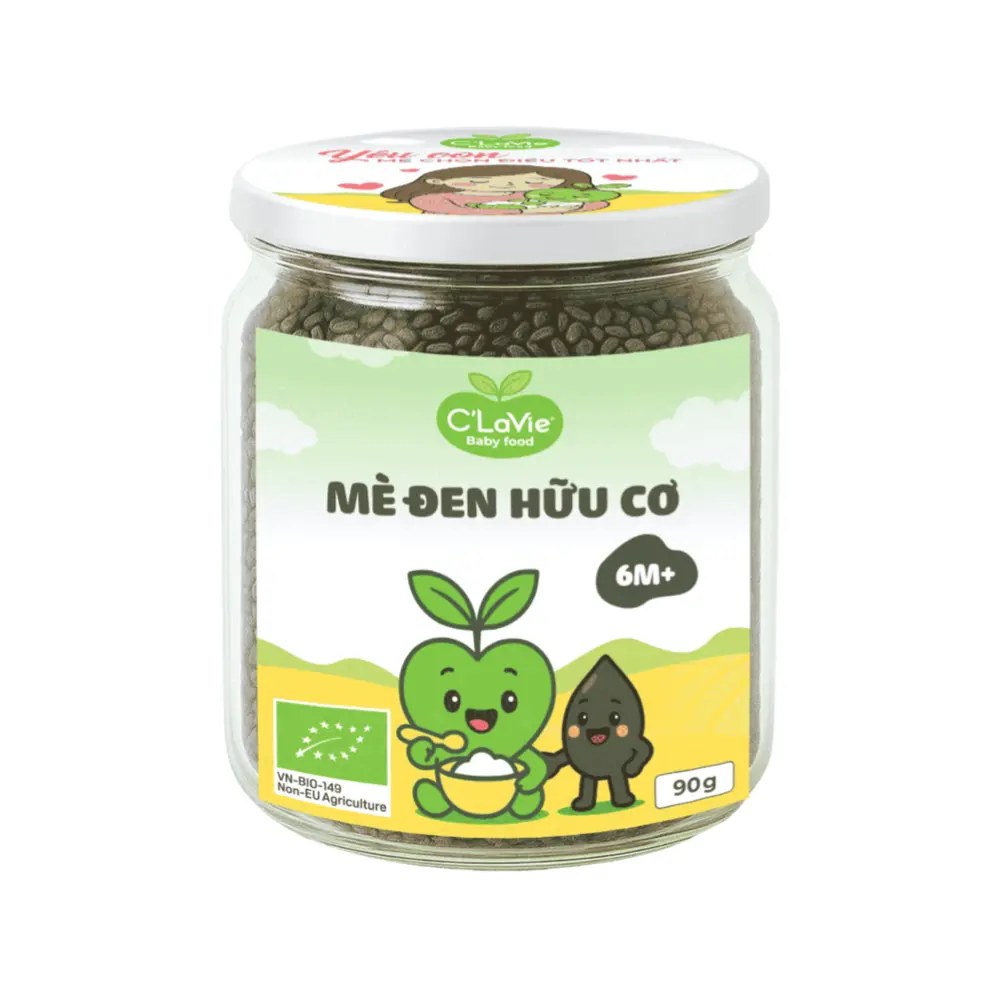 Mè Đen Hữu Cơ Cho Bé, Baby Food, Organic Black Sesame Seeds, 6+ Tháng (90g) - C'LAVIE
