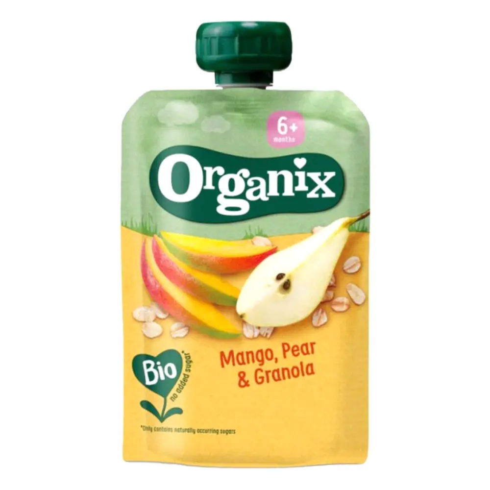 Trái Cây Nghiền Hữu Cơ Vị Xoài, Lê & Ngũ Cốc, Bio Mango, Pear & Granola, 6+ Tháng (100g) - ORGANIX