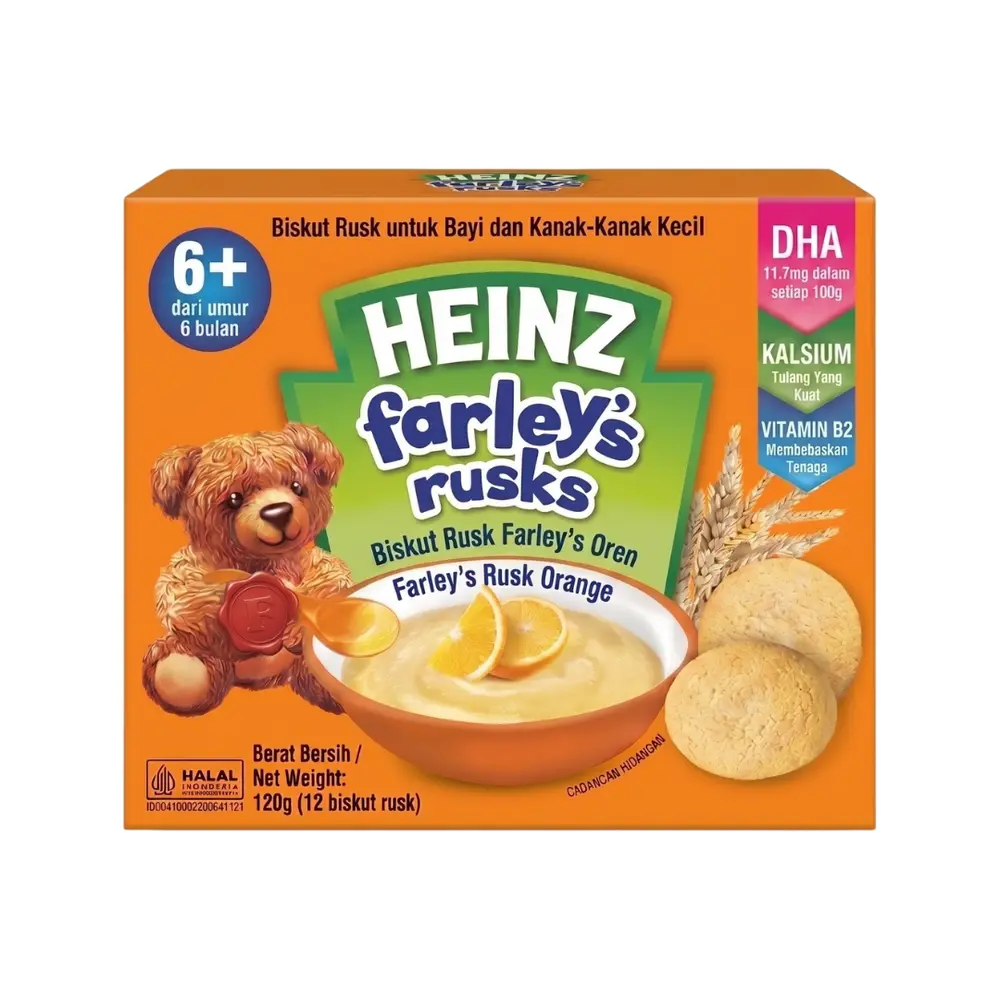 Bánh Quy Ăn Dặm Vị Cam, Farley's Rusks, Biscuits Orange, 6+ Tháng (120g) - HEINZ