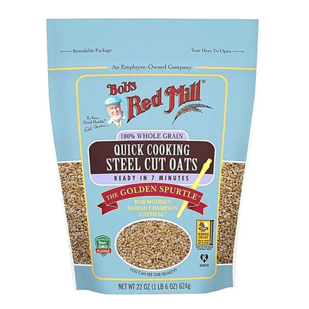 Yến Mạch Nguyên Cám Nấu Nhanh Cán Nhỏ, 100% Whole Grain Quick Cooking Steel Cut Oats, The Golden Spurtle, 22 oz (624g) - BOB'S RED MILL