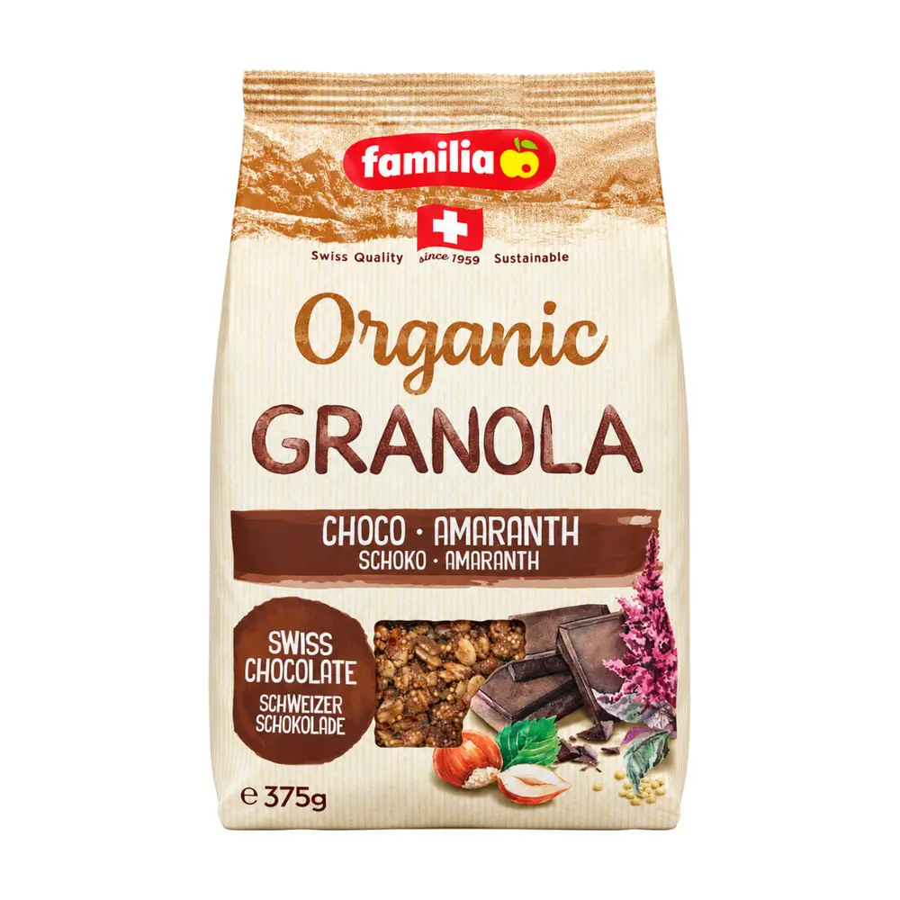 Ngũ Cốc Socola & Rau Dền Hữu Cơ, Organic Granola, Choco & Amaranth (375g) - FAMILIA