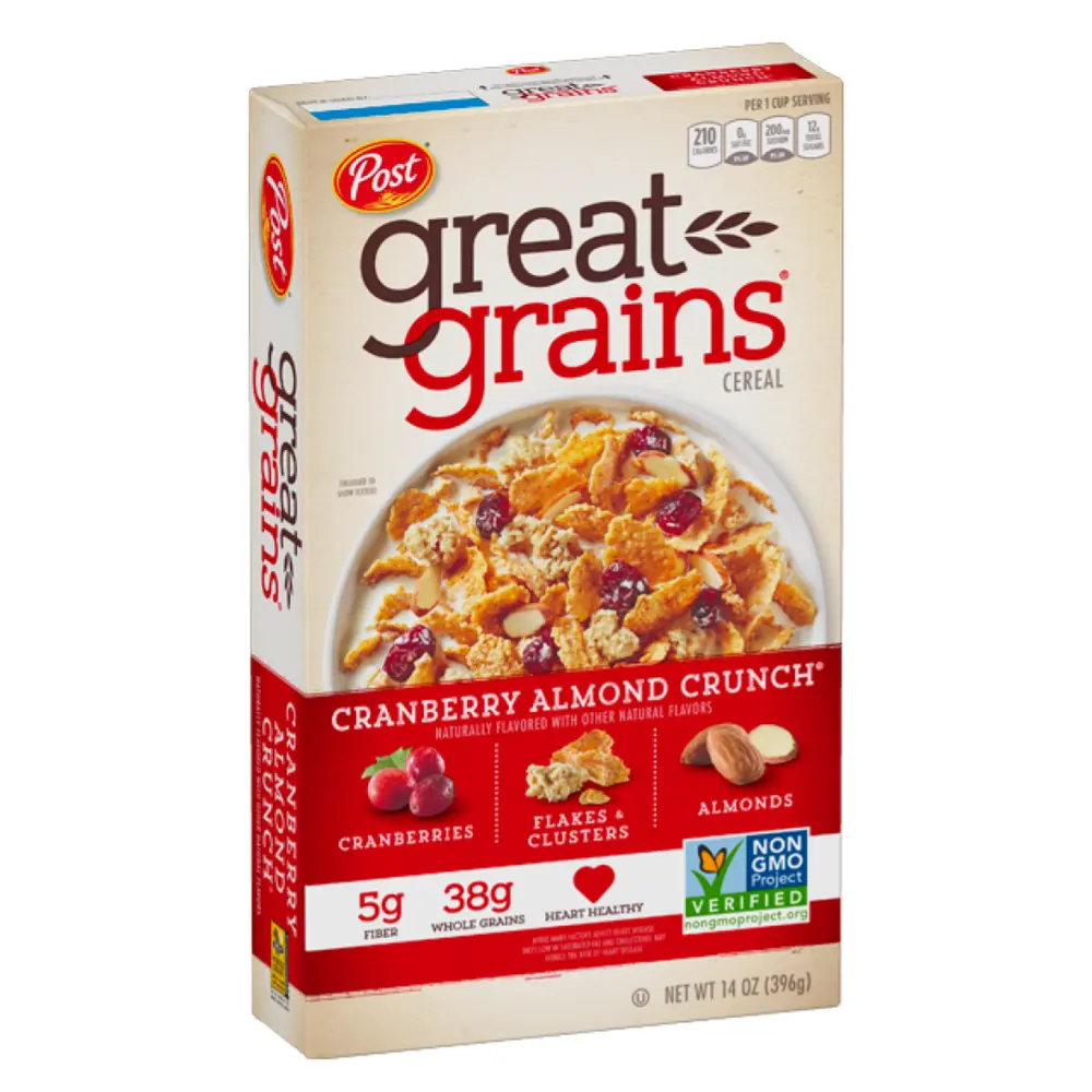 Ngũ Cốc Giòn Nam Việt Quất & Hạnh Nhân, Great Grains Cereal, Cranberry Almond Crunch, 14 oz (396g) - POST
