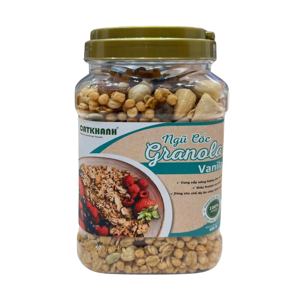 Ngũ Cốc Yến Mạch, Hạt & Trái Cây Khô Hỗn Hợp Hương Vani, Granola Mix, Vanilla (400g) - CAT KHANH