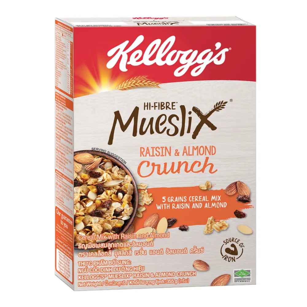 Ngũ Cốc Giòn Nho Khô & Hạnh Nhân, Mueslix, Raisin & Almond Crunch (355g) - KELLOGG'S