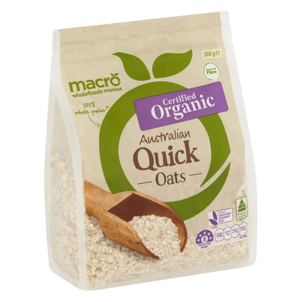 Yến Mạch Hữu Cơ Nấu Nhanh, Organic Australian Quick Oats (500g) - MACRO