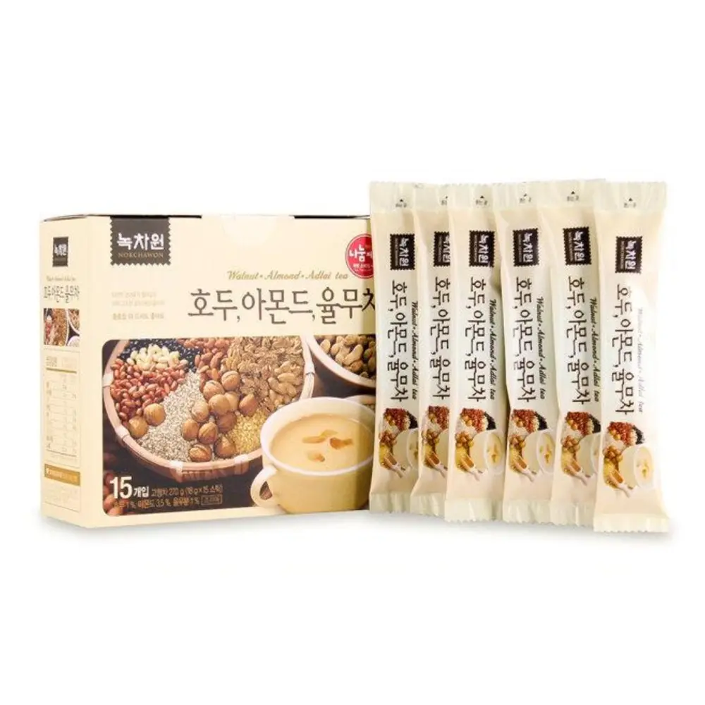 Bột Ngũ Cốc Óc Chó, Hạnh Nhân & Ý Dĩ, Walnut, Almond, Adlai Tea, 15 Gói (270g) - NOKCHAWON