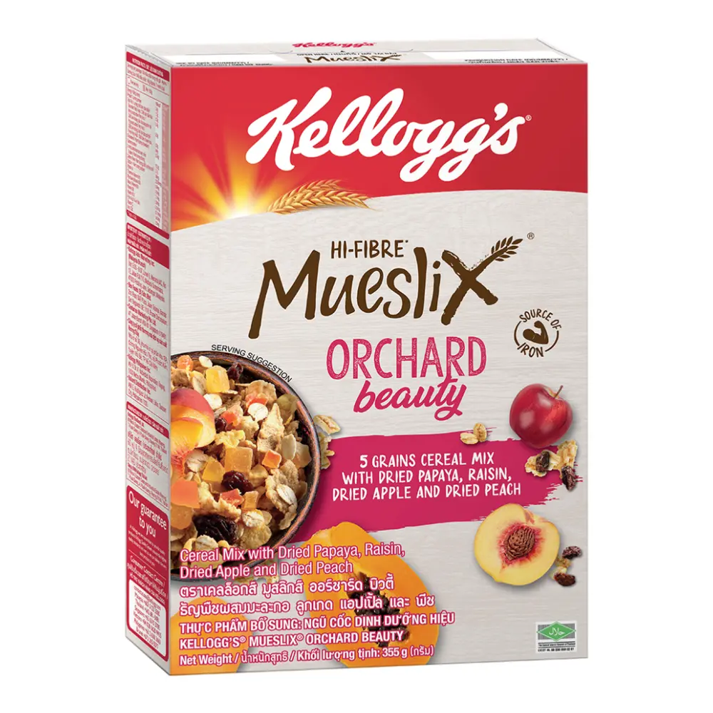 Ngũ Cốc Giòn 5 Loại Trái Cây Khô, Mueslix, Orchard Beauty, 5 Grains Cereal Mix (355g) - KELLOGG'S