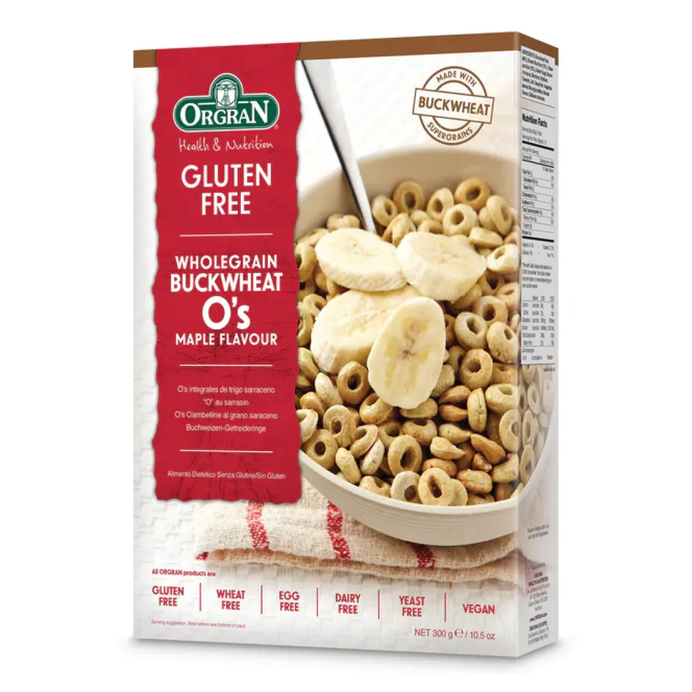 Ngũ Cốc Kiều Mạch Hình Vòng, Wholegrain Buckwheat O`s Maple Flavour, Gluten Free, 10.5 oz (300g) - ORGRAN