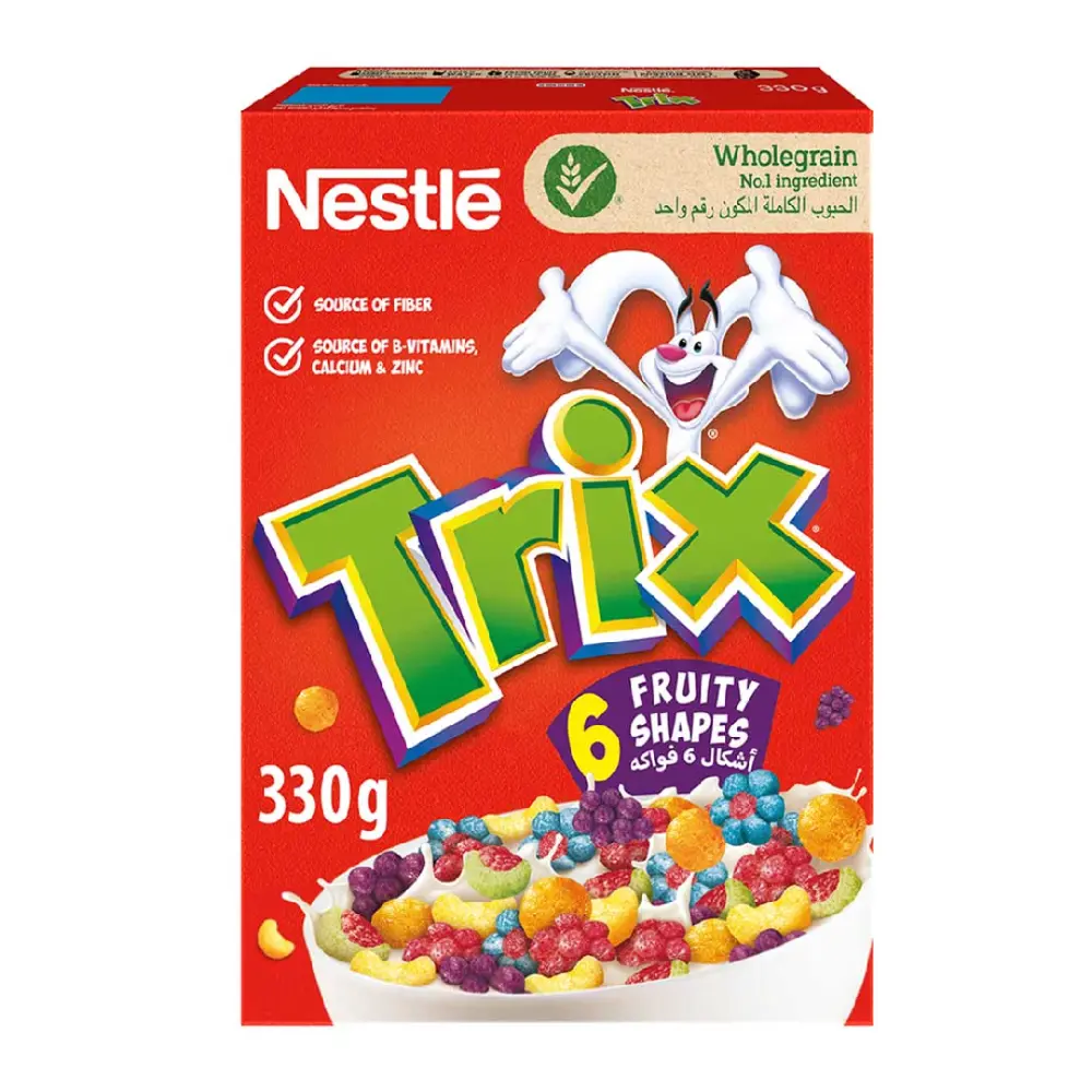 Ngũ Cốc Nguyên Cám 6 Vị Trái Cây, Trix, 6 Fruity Shapes, Fruit Flavoured Corn Puffs Breakfast Cereal (330g) - NESTLE