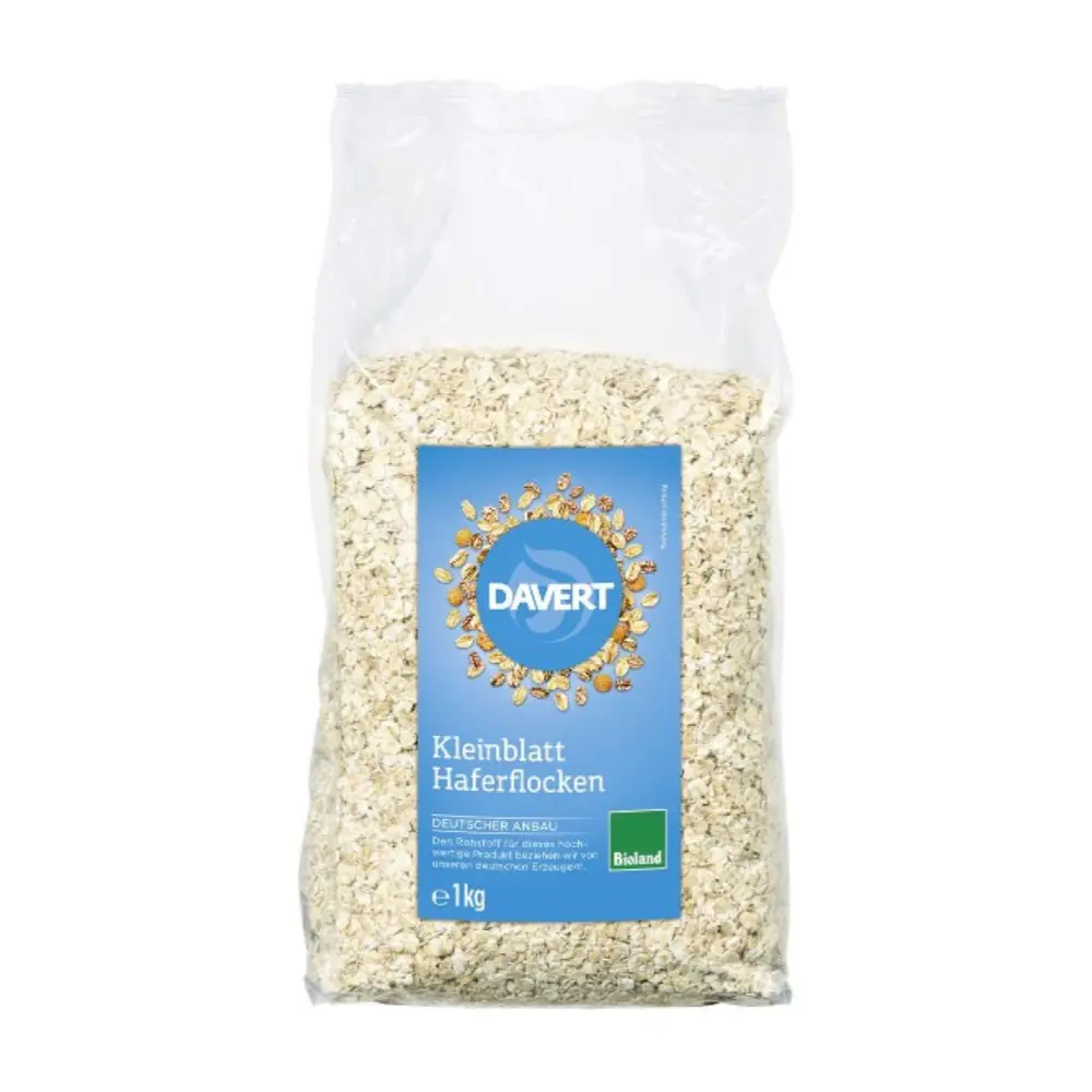 Yến Mạch Cán Nhỏ Hữu Cơ, Kleinblatt Haferflocken, Organic Oat Flakes (1kg) - DAVERT