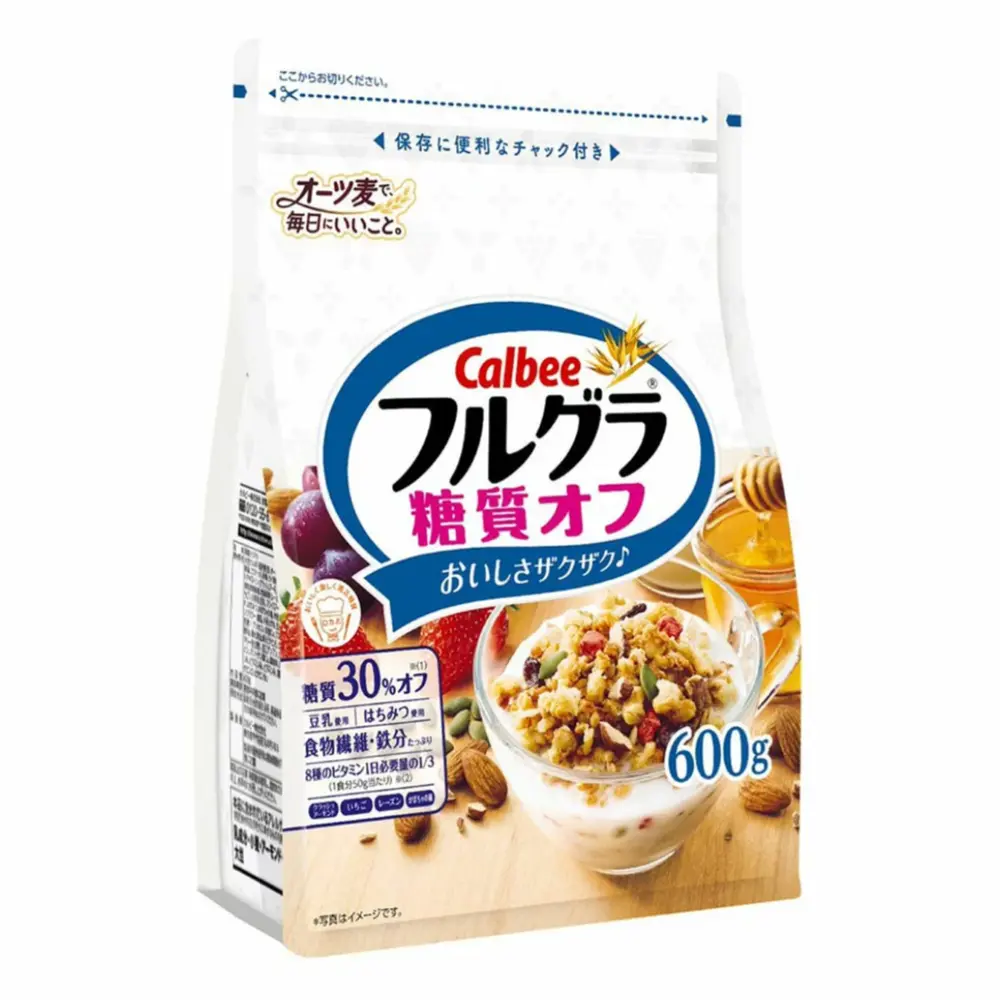 Ngũ Cốc Trái Cây Ít Đường, Frugra Granola, 30% Less Sugar (600g) - CALBEE