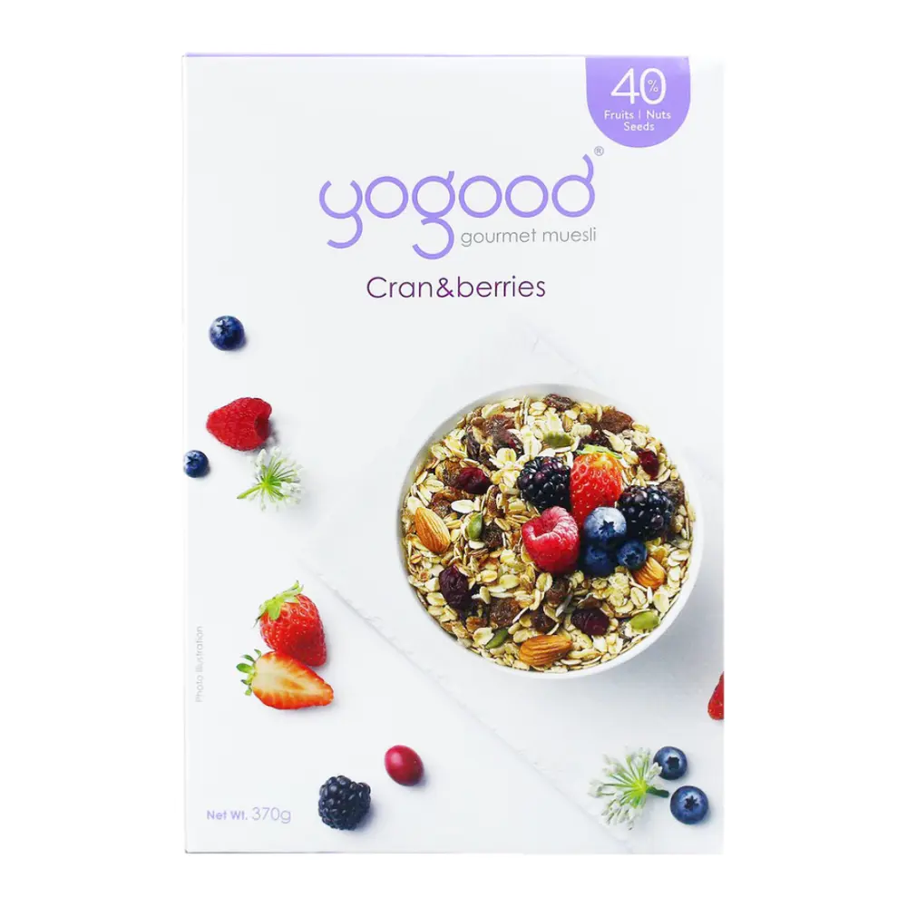 Ngũ Cốc Nguyên Hạt Nam Việt Quất & Quả Mọng, Gourmet Muesli, Cran & Berries (370g) - YOGOOD
