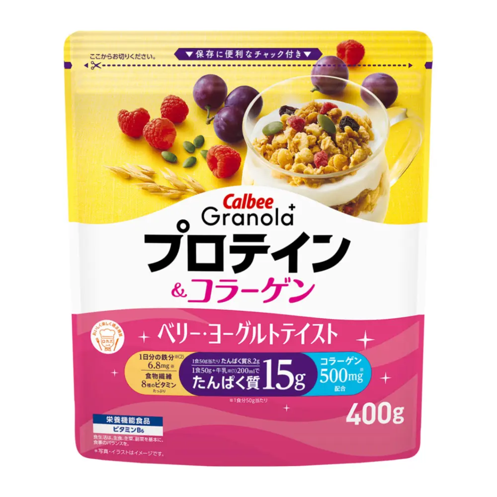 Ngũ Cốc Sữa Chua Quả Mọng, Granola Plus Protein & Collagen (400g) - CALBEE