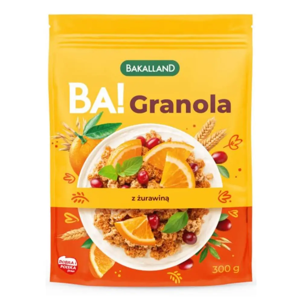 Ngũ Cốc Cam & Nam Việt Quất, BA! Granola, Orange & Cranberry (300g) - BAKALLAND