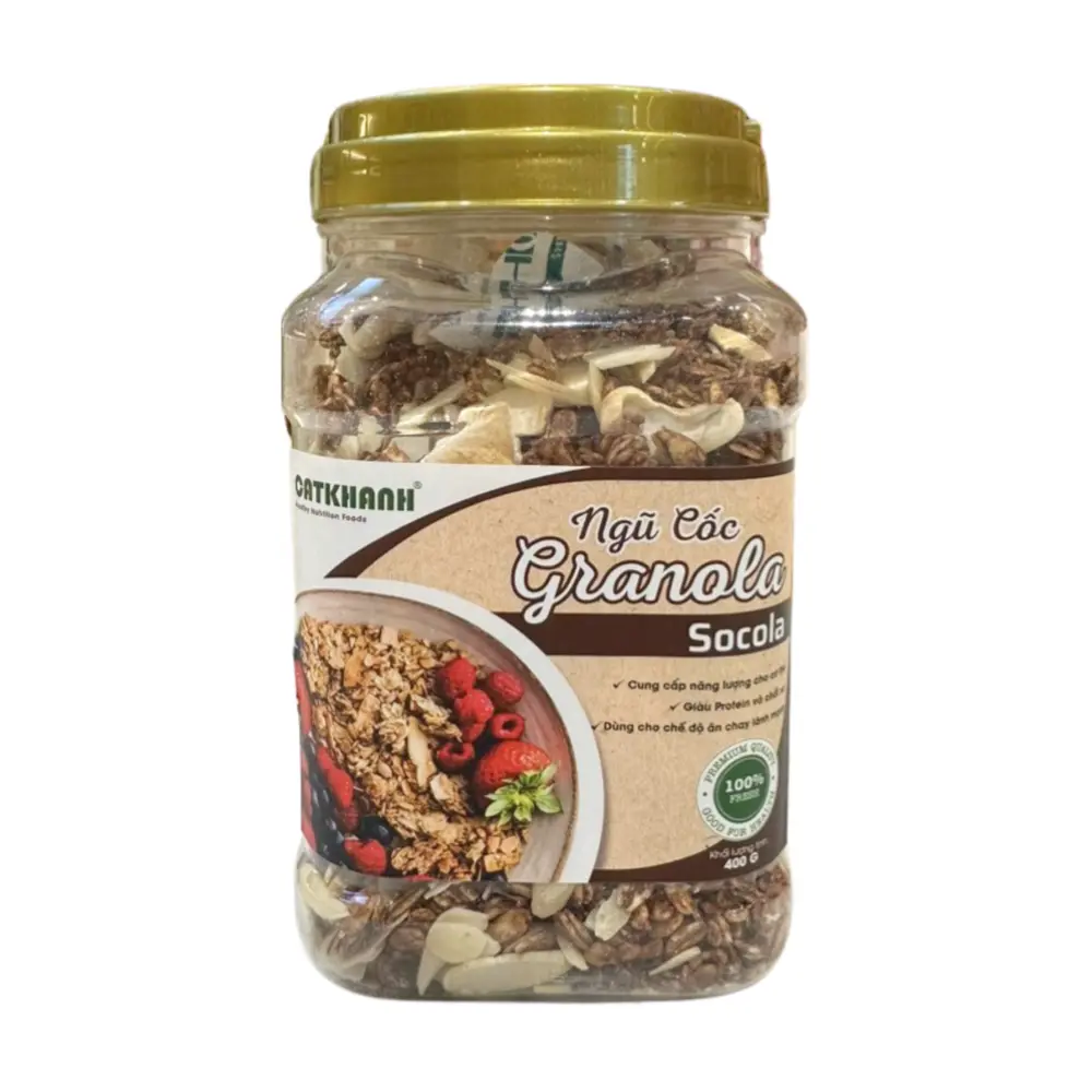 Ngũ Cốc Yến Mạch, Hạt & Trái Cây Khô Hỗn Hợp Hương Socola, Granola Mix, Chocolate (400g) - CAT KHANH