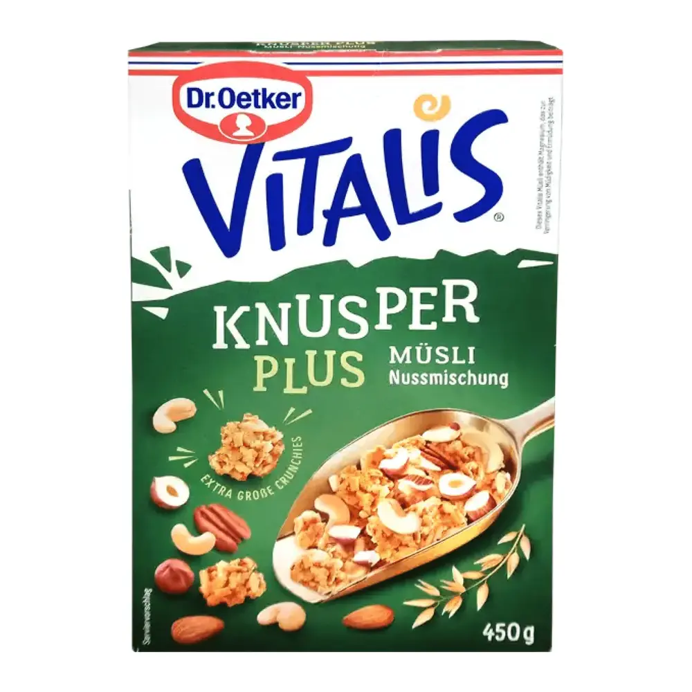 Ngũ Cốc Hạt Hỗn Hợp, Vitalis, KnusperPlus Musli Nussmischung (450g) - DR. OETKER