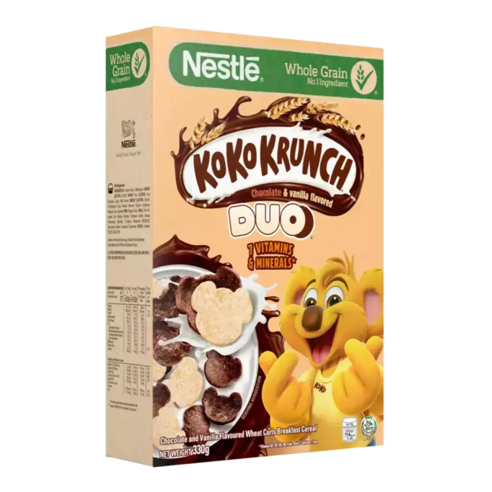 Ngũ Cốc Ăn Sáng Hình Gấu Socola & Vani, Koko Krunch Duo, Chocolate & Vanilla Flavoured Wheat Curls Breakfast Cereal (300g) - NESTLE
