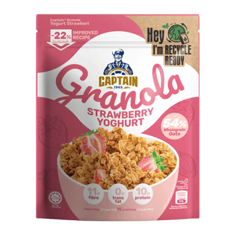 Ngũ Cốc Sữa Chua Dâu Tây, Granola, Strawberry Yoghurt (200g) - CAPTAIN OATS