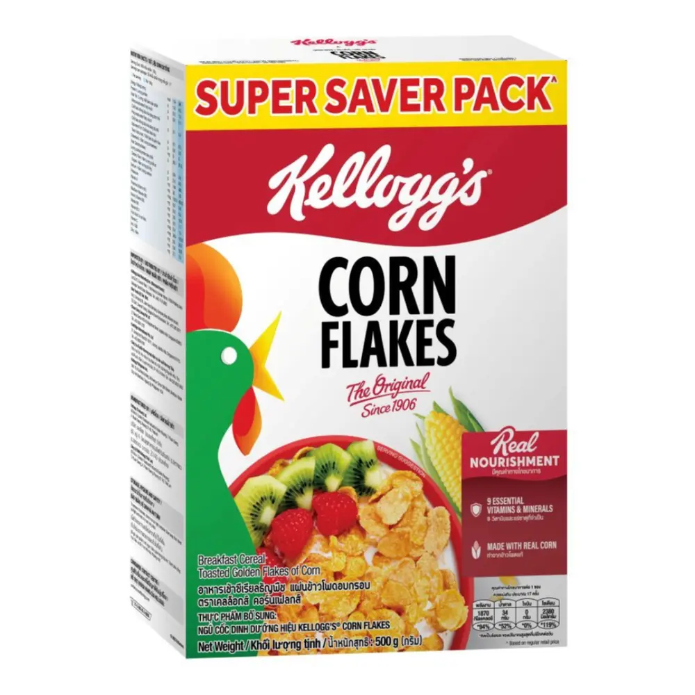 Ngũ Cốc Ngô Giòn Truyền Thống, Corn Flakes, Breakfast Cereal Toasted Golden Flakes of Corn (500g) - KELLOGG'S