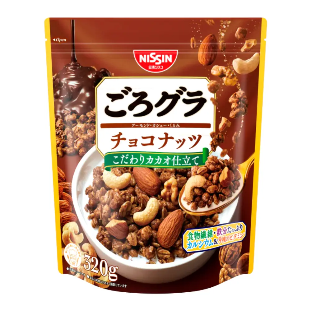 Ngũ Cốc Vị Socola & Các Loại Hạt, Gorogura, Chocolate Nuts Granola (320g) - NISSIN