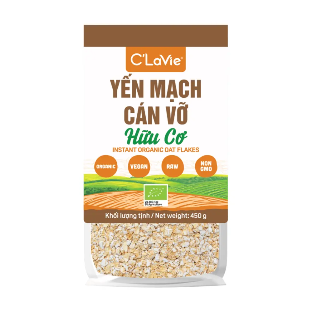 Yến Mạch Cán Vỡ Hữu Cơ, Instant Organic Oat Flakes (450g) - C'LAVIE