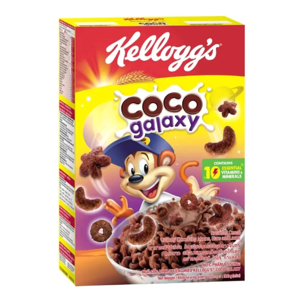 Ngũ Cốc Socola Hình Ngân Hà, Coco Galaxy, Breakfast Cereal Crunchy Chocolatey Moons, Stars & Loops (300g) - KELLOGG'S
