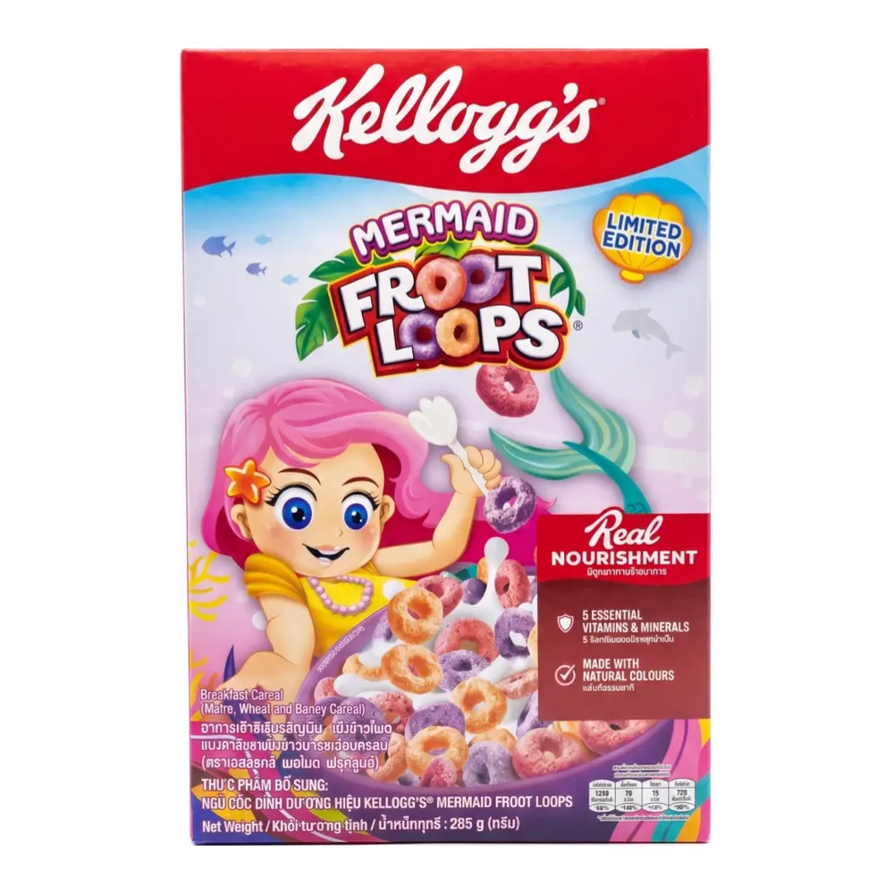 Ngũ Cốc Nhẫn Cầu Vồng, Mermaid Froot Loops, Breakfast Cereal (285g) - KELLOGG'S