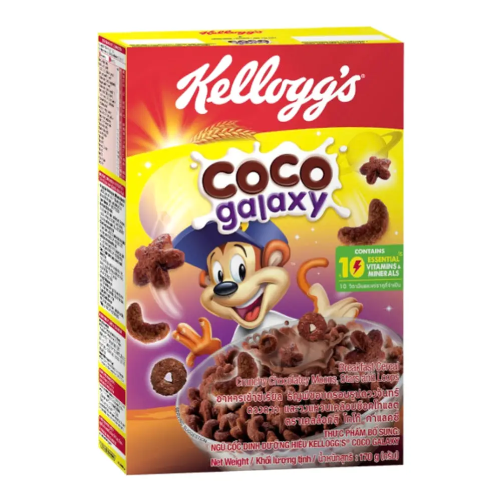 Ngũ Cốc Socola Dải Ngân Hà, Coco Galaxy, Breakfast Cereal Crunchy Chocolatey Moons, Stars & Loops (170g) - KELLOGG'S