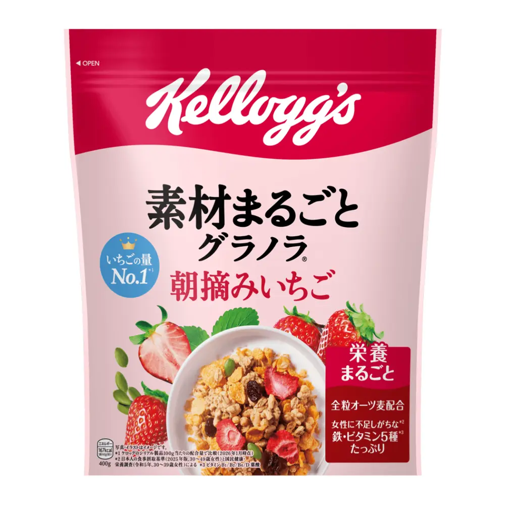 Ngũ Cốc Dâu Tây, Whole Ingredients Granola with Freshly Picked Strawberry (400g) - KELLOGG'S