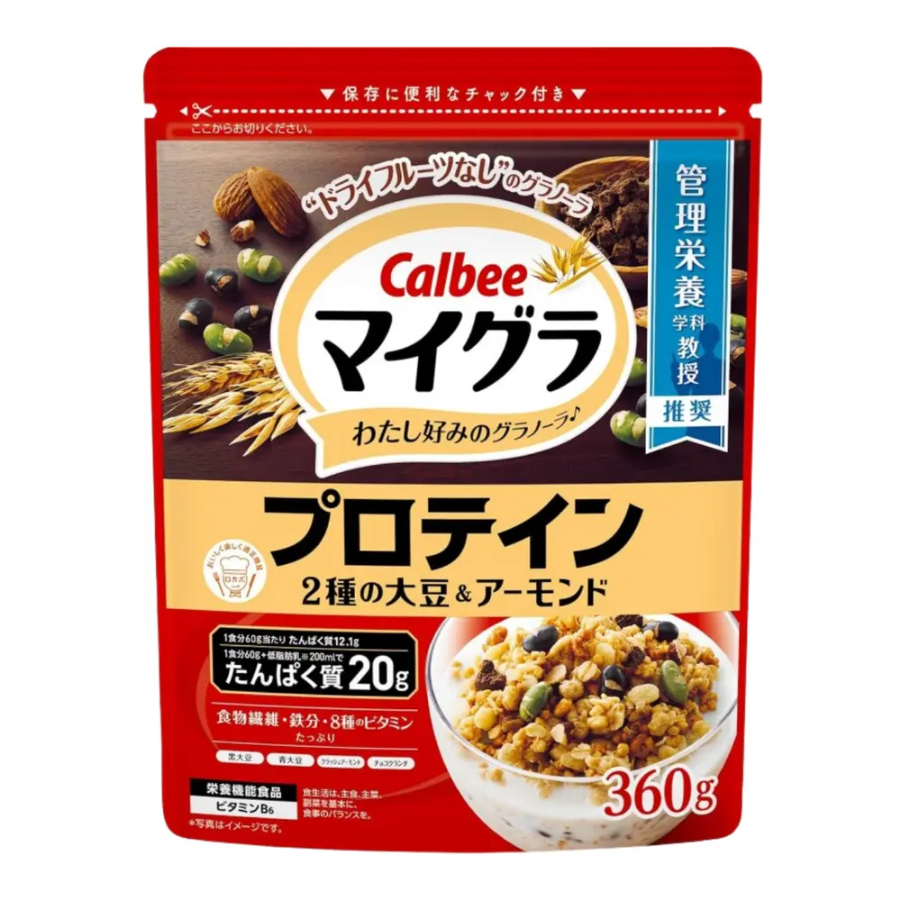Ngũ Cốc Hạnh Nhân & Đậu Nành, Mygra Protein Granola with Soybeans & Almonds (360g) - CALBEE