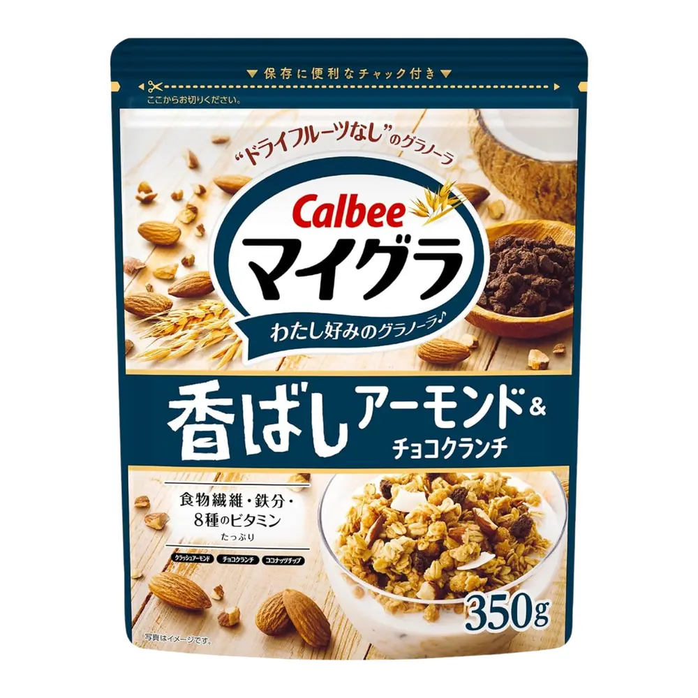 Ngũ Cốc Yến Mạch, Hạnh Nhân & Socola Giòn, Mygra Granola with Fragrant Almond & Chocolate Crunch (350g) - CALBEE