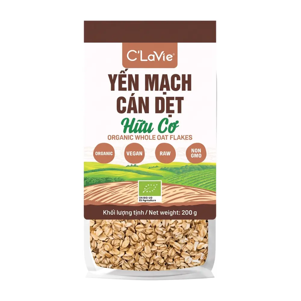 Yến Mạch Cán Dẹt Hữu Cơ, Organic Whole Oat Flakes (200g) - C'LAVIE